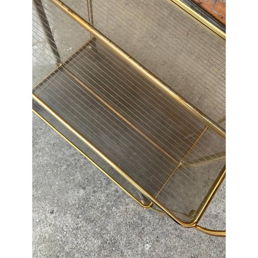 Carrello pieghevole vintage in ottone dorato e plastica