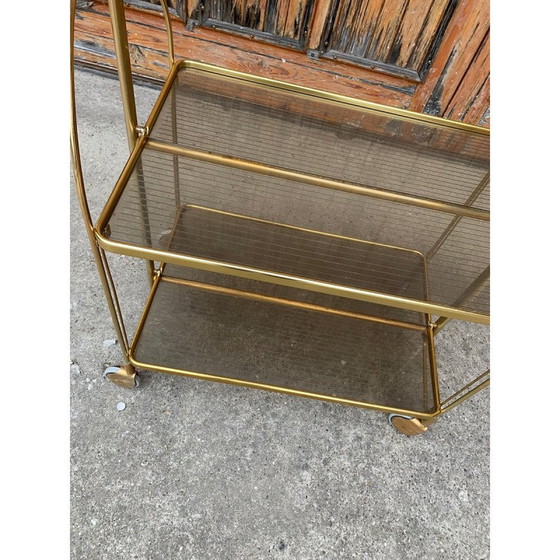 Image 1 of Carrello pieghevole vintage in ottone dorato e plastica