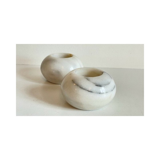 Image 1 of Pair of white marble tealight holders, 1970