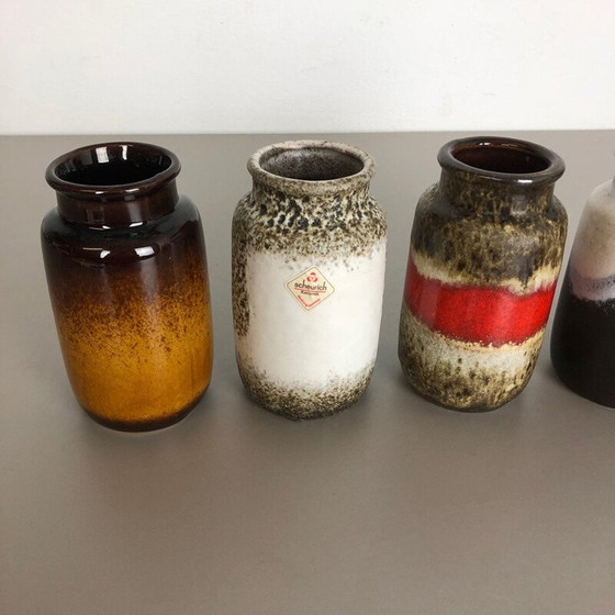 Image 1 of Set of 4 vintage fat lava ceramic vases from Scheurich, Germany 1970