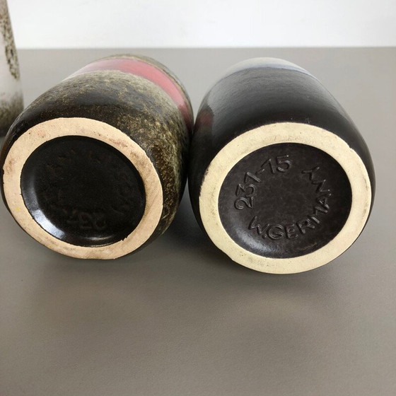 Image 1 of Set of 4 vintage fat lava ceramic vases from Scheurich, Germany 1970