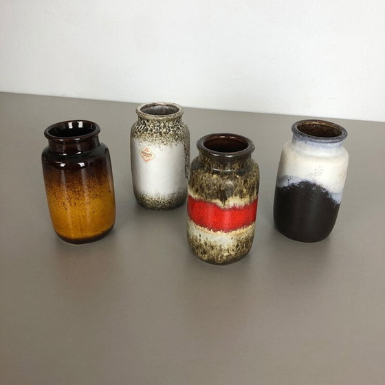 Image 1 of Set of 4 vintage fat lava ceramic vases from Scheurich, Germany 1970