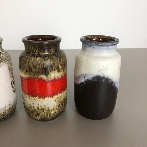 Image 1 of Set of 4 vintage fat lava ceramic vases from Scheurich, Germany 1970