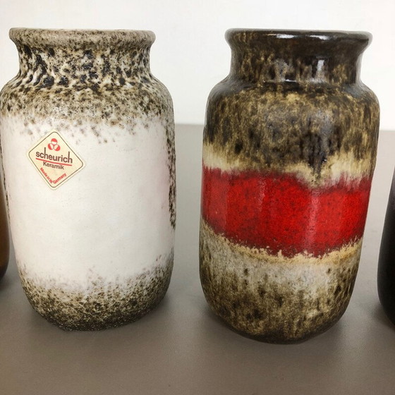 Image 1 of Set of 4 vintage fat lava ceramic vases from Scheurich, Germany 1970