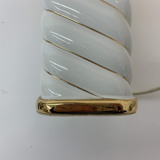 Image 1 of 2x Ceramic Swirl Table Lamps Italian - 1970s