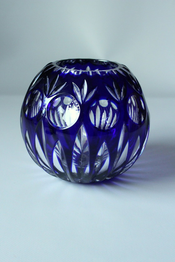 Image 1 of Bohemian crystal glass vase engraved