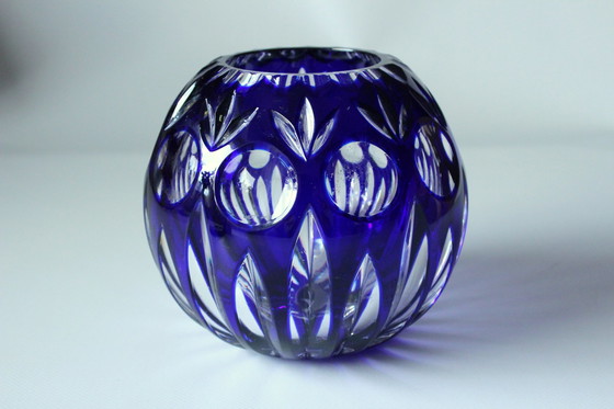 Image 1 of Bohemian crystal glass vase engraved