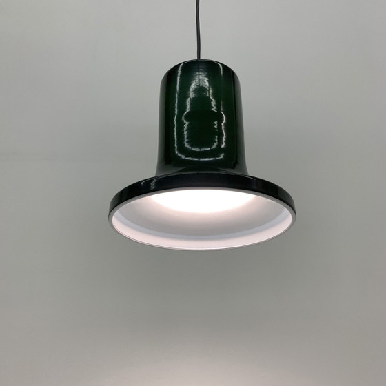 Image 1 of Hanging lamp - Green enamel -1970’s