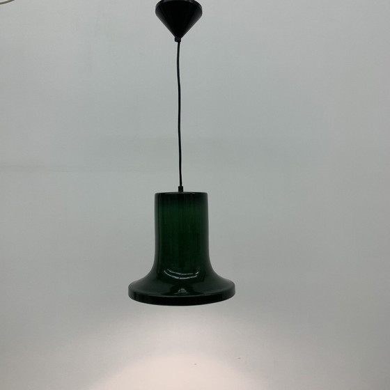 Image 1 of Hanging lamp - Green enamel -1970’s