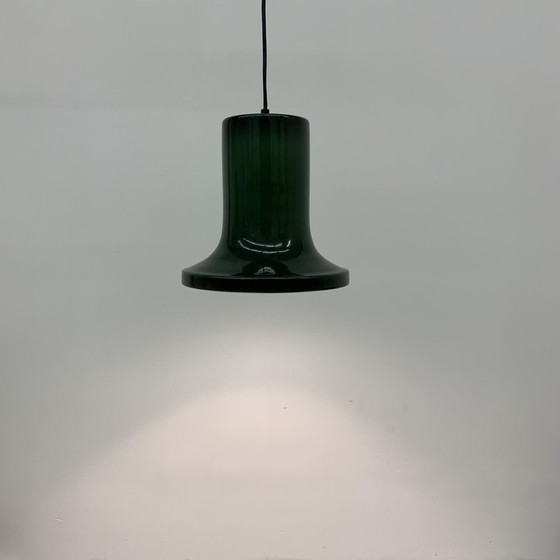 Image 1 of Hanging lamp - Green enamel -1970’s