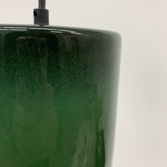 Image 1 of Hanging lamp - Green enamel -1970’s