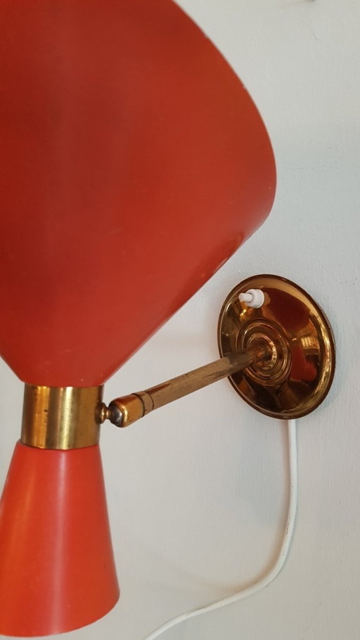 2X Brass & Metal Diabolo Sconces, 1950S