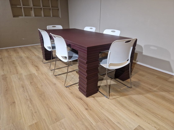 Image 1 of Gispen Layers Dining Table - Meeting Table Stainless Brown Design Richard Hutten