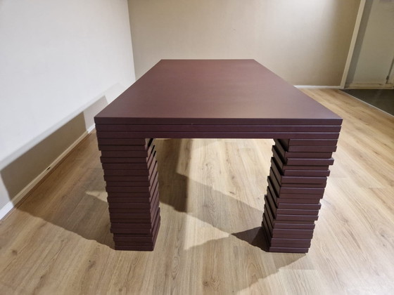 Image 1 of Gispen Layers Dining Table - Meeting Table Stainless Brown Design Richard Hutten