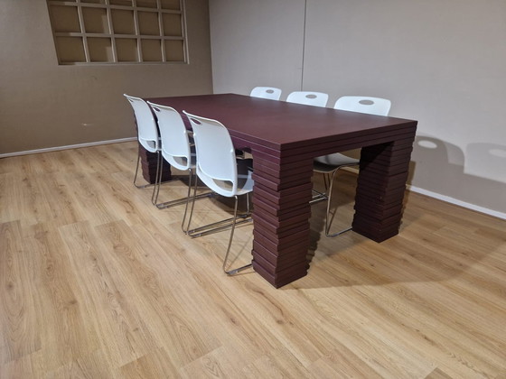 Image 1 of Gispen Layers Dining Table - Meeting Table Stainless Brown Design Richard Hutten