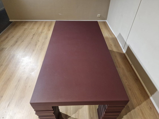 Image 1 of Gispen Layers Dining Table - Meeting Table Stainless Brown Design Richard Hutten