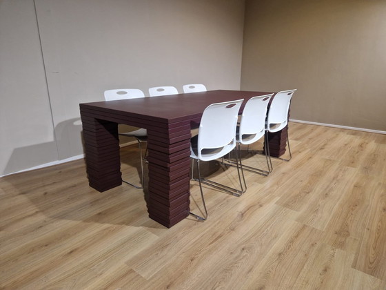 Image 1 of Gispen Layers Dining Table - Meeting Table Stainless Brown Design Richard Hutten