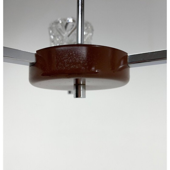Image 1 of Vintage chrome and glass chandelier, Czechoslovakia 1970s