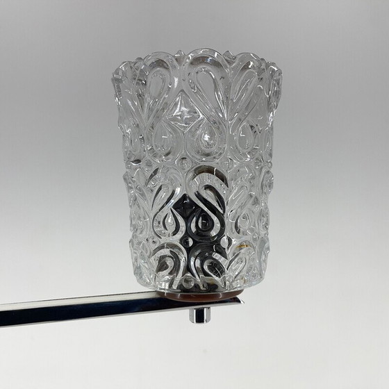 Image 1 of Vintage chrome and glass chandelier, Czechoslovakia 1970s