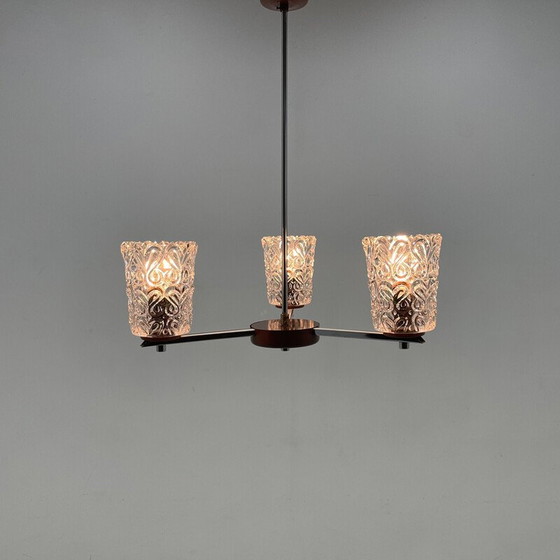 Image 1 of Vintage chrome and glass chandelier, Czechoslovakia 1970s