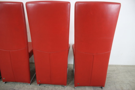 Image 1 of Set di 6 sedie Rolf Benz 7400, rosse, in vera pelle