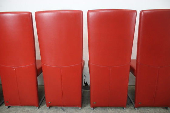Image 1 of Set di 6 sedie Rolf Benz 7400, rosse, in vera pelle