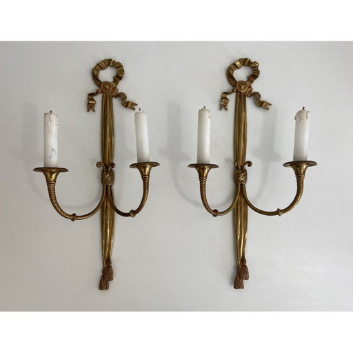 Pair of vintage bronze wall lamps, 1940
