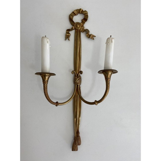 Image 1 of Pair of vintage bronze wall lamps, 1940