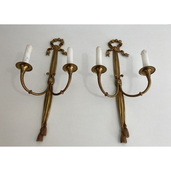 Image 1 of Pair of vintage bronze wall lamps, 1940