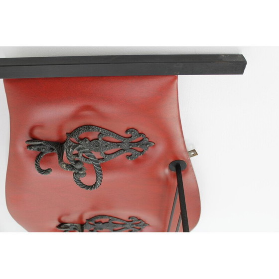 Image 1 of Vintage coat rack in iron and faux leather covering, Italy 1960