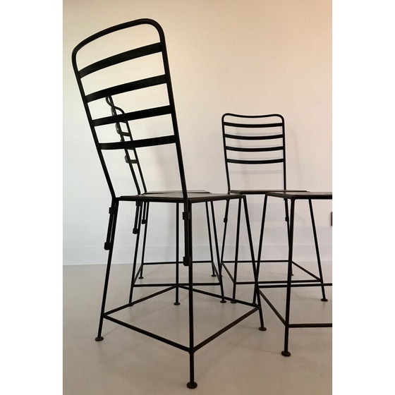 Image 1 of Set of 4 industrial metal chairs, France 1990