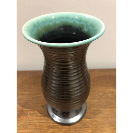 Image 1 of Vintage black and green vase by Saint Clement, 1950