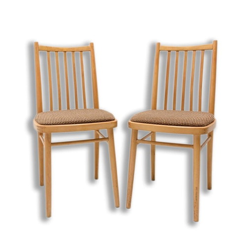 Pair of vintage beechwood and fabric chairs by Tatra nabytok, Czechoslovakia 1960