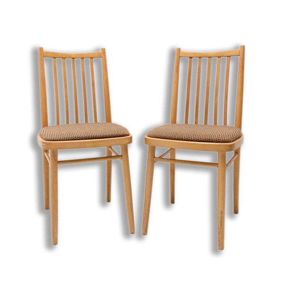 Image 1 of Pair of vintage beechwood and fabric chairs by Tatra nabytok, Czechoslovakia 1960