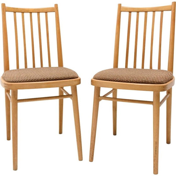 Image 1 of Pair of vintage beechwood and fabric chairs by Tatra nabytok, Czechoslovakia 1960