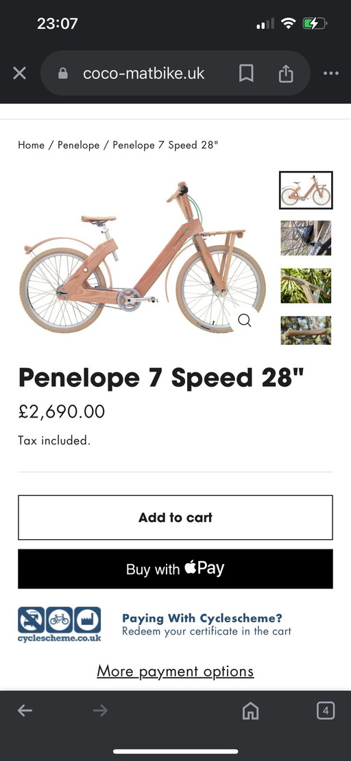 Luxury Coco Mat Bike Penelope 6 Speed 28”