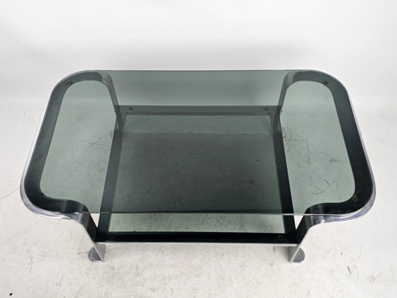 Image 1 of Table basse en verre fumé et chrome