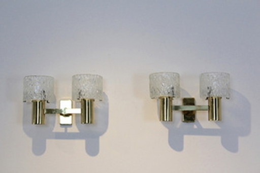 2x Carl fagerlund for orrefors lighting brass wall lamps