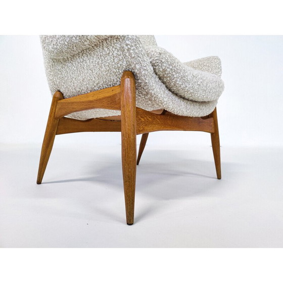 Image 1 of Pair of mid-century beige fabric armchairs by Julia Gaubek, Hungary 1950s