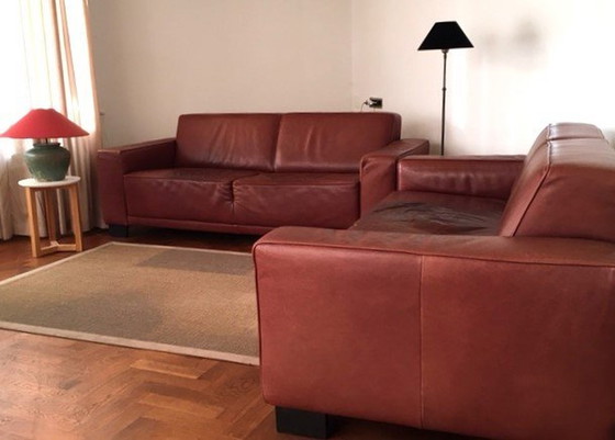 Image 1 of 2x 2.5 Seater Sofas Genuine Leather