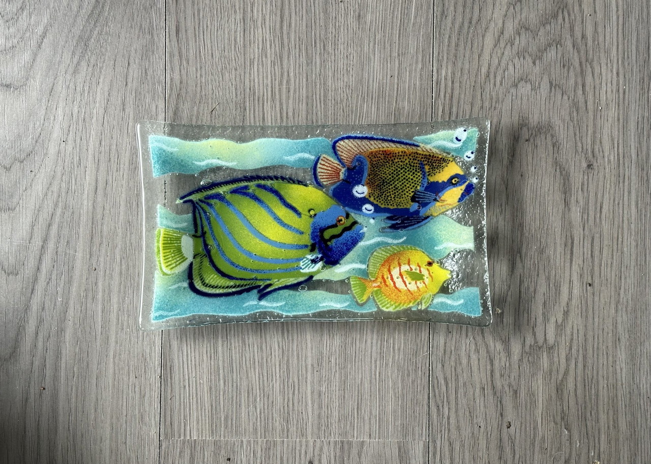 Peggy Karr Rectangular Fused Glass Tropical Fish Plate. | €69
