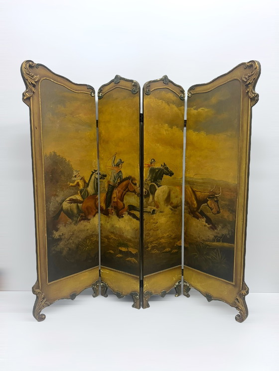 Image 1 of Wild Western Folding Screen Mid Century