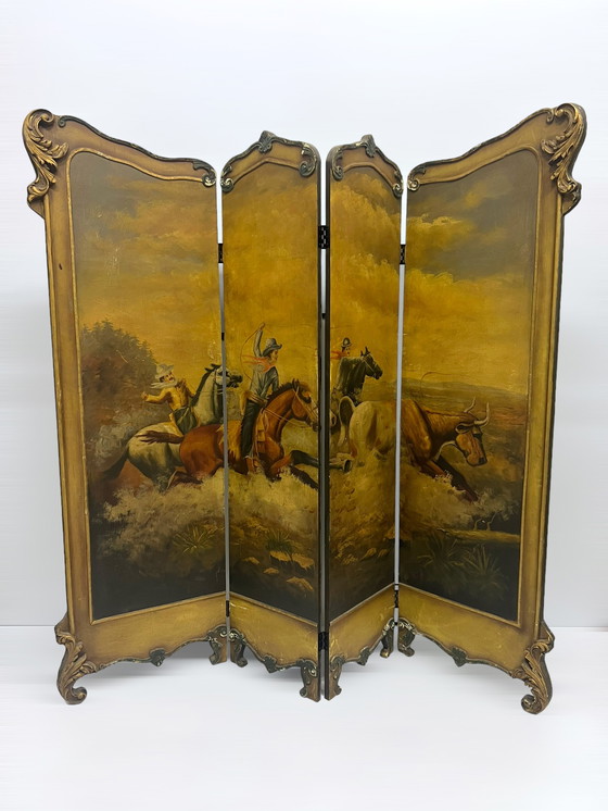 Image 1 of Wild Western Folding Screen Mid Century