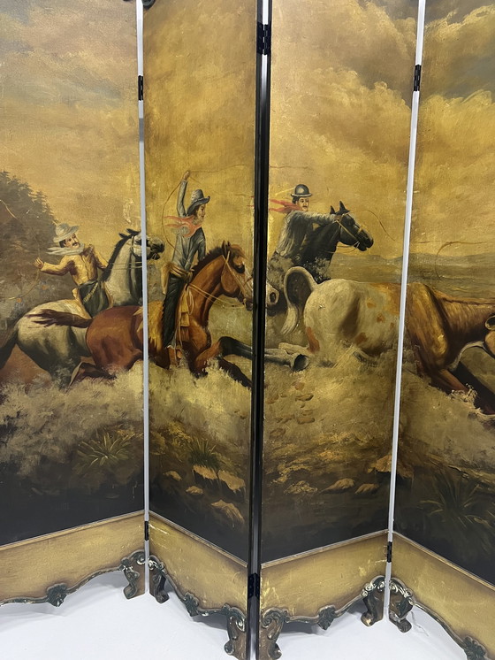 Image 1 of Wild Western Folding Screen Mid Century