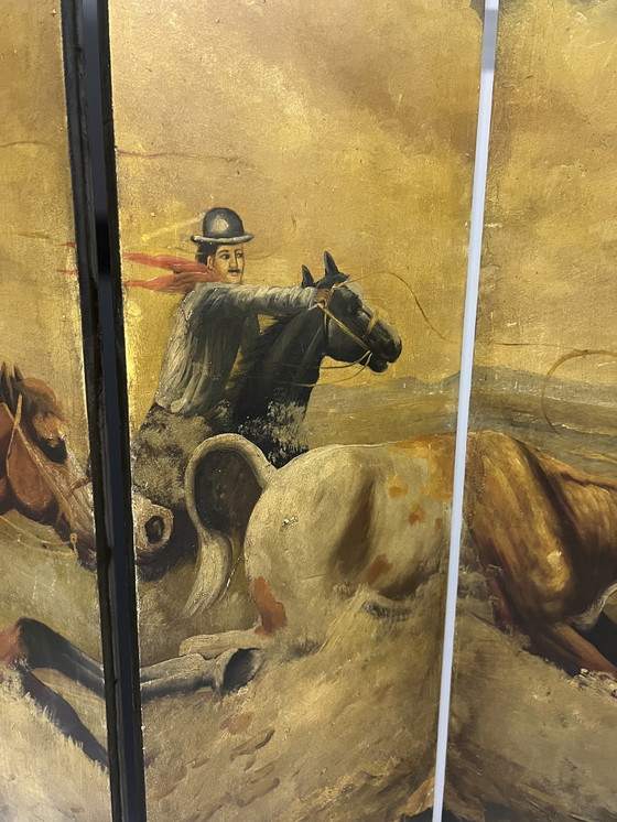 Image 1 of Wild Western Folding Screen Mid Century