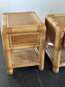 Pair of Vintage Bamboo and Ratan Side Tables