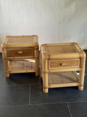 Pair of Vintage Bamboo and Ratan Side Tables