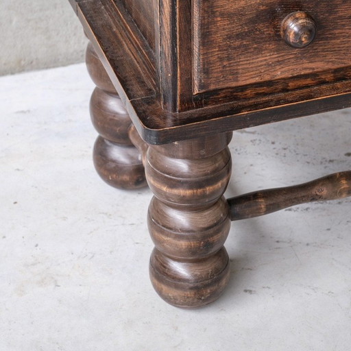 French oakwood low chest of drawers by Charles Dudouyt, 1940s