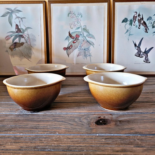 Cuencos vintage de gres esmaltado, tamaño mediano, color marrón