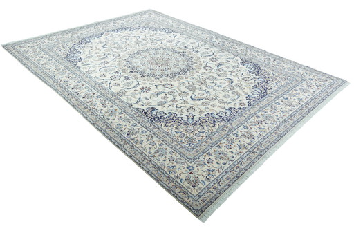 408 X 300 Cm Hand-Knotted Nain Persian Rug With Silk